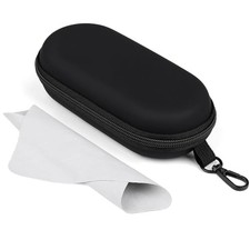 Double Eyeglasses Case Hard Shell Dual Glasses Case with Clip Zipper Black
