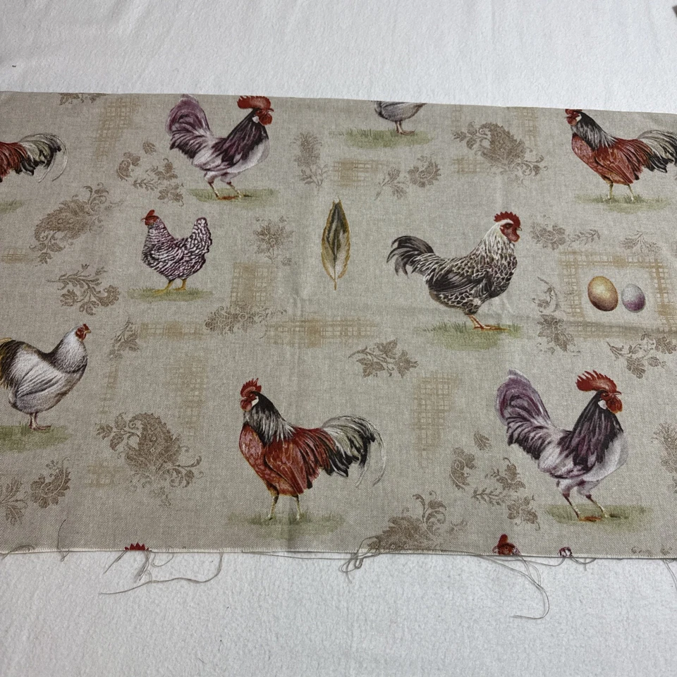 Fabric Home Decor Remnants Roosters Crafts Pillows Pieces - Image 4 of 4