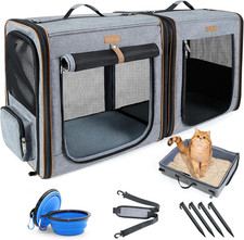 Large Cat Carrier for 2 Cats, 2-In-1 Cat Travel Carrier with Litter Box, 17.7"