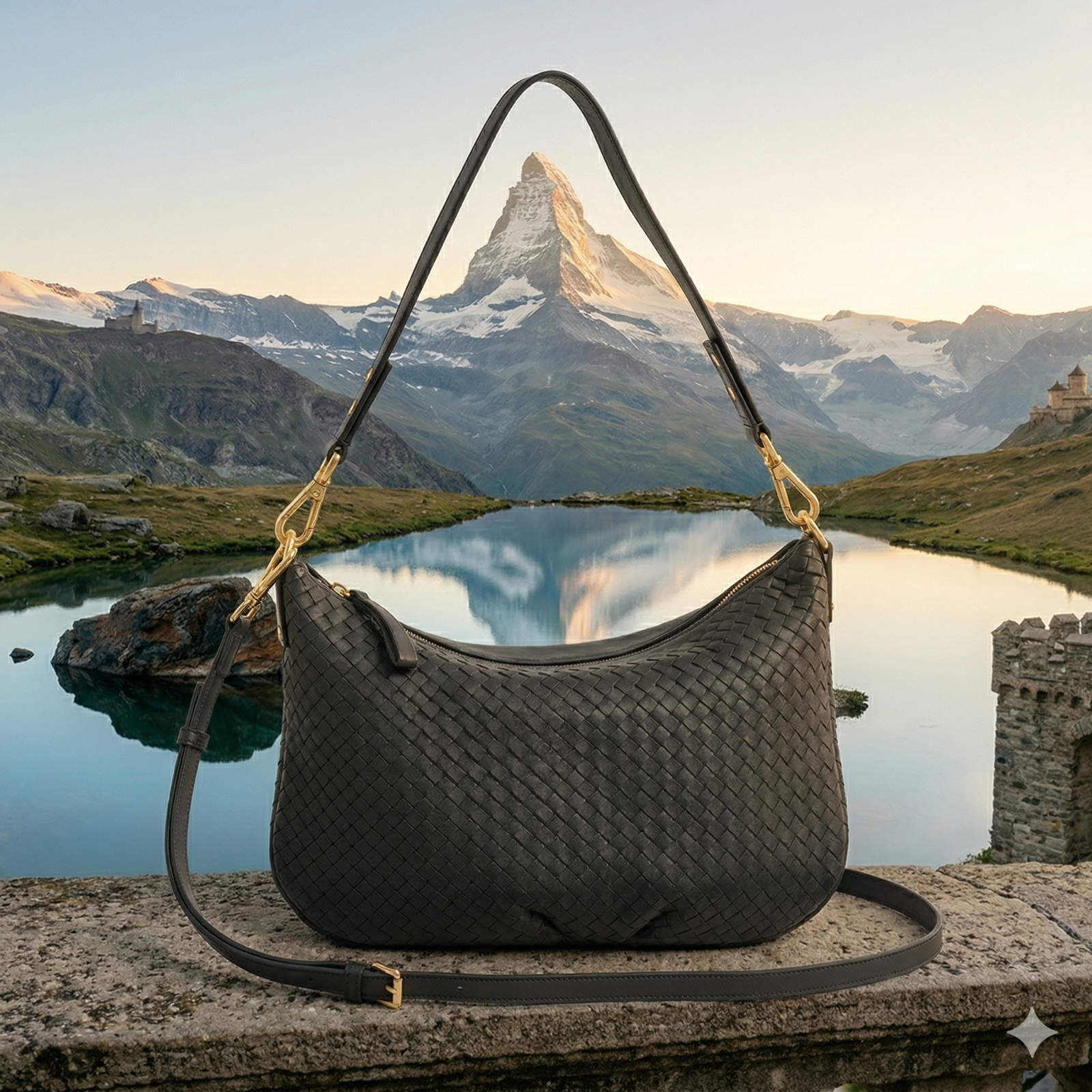 NEW Quince Italian Handwoven Leather Mini Shoulder Bag- Black (Free Shipping)