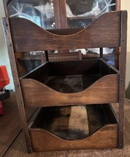 Antique Desk Top Letter Tray File Holder Wood...