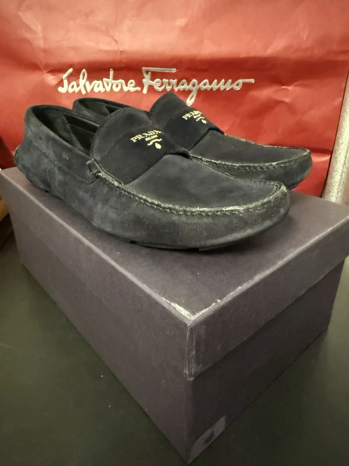 Prada Men's shoes suede loafer driver blue US 10 $1170 MSRP - Image 4 of 4