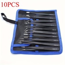 Ergonomic Versatile Reliable Rust-Proof Efficient 10PCS Stainless Steel Tweezers