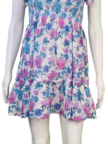 LoveShackFancy Femmes Nadja à Smocks Ruche Mer Orchidée Coton Court Mini Robe S - Photo 18 sur 21