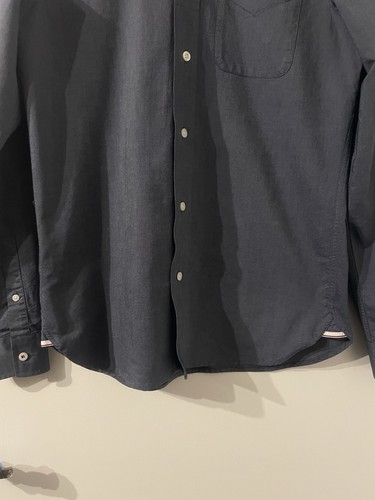 Camisa Oxford Fred Perry Manga Larga Pequeña Carbono Oscuro Nueva Con Etiquetas - Imagen 8 de 22