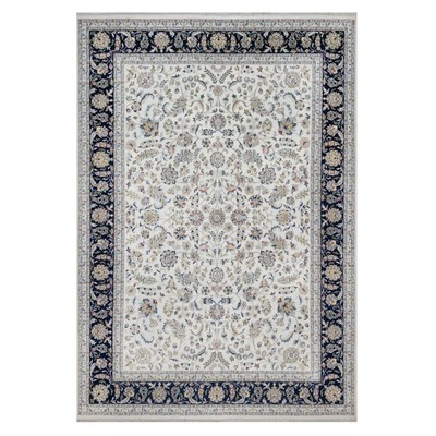 10'x14'3'' Ivory Hand Knotted Nain with Flower Design Wool and Silk Rug R91644