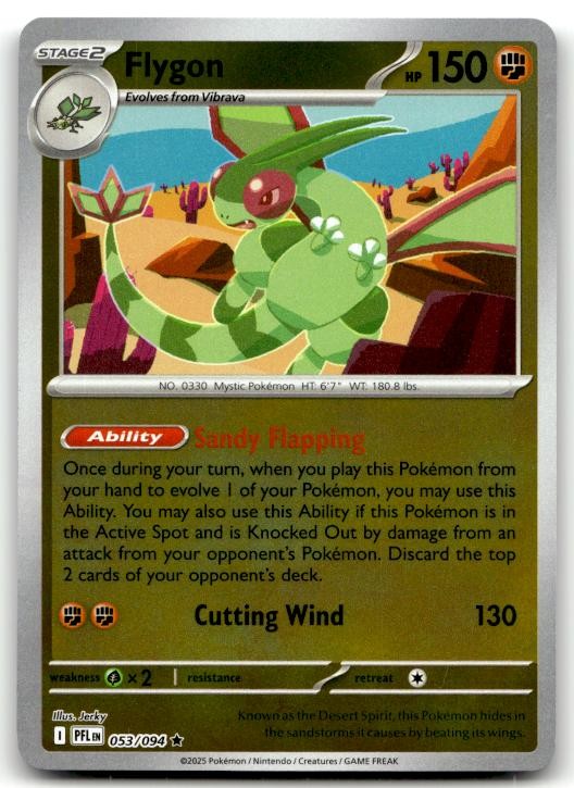 Flygon 053/094 Rare Phantasmal Flames Pokemon Reverse Holo Lightly Played