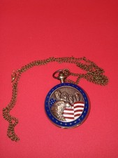 American Bald Eagle Pocket Watch USA Flag Patriot Founding Father's