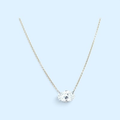 14k yellow gold floating lab-created diamond necklace