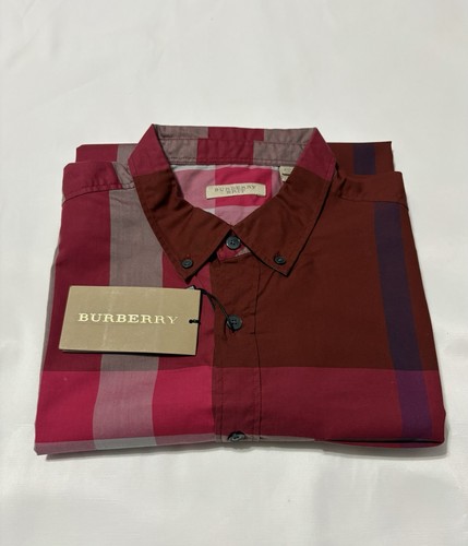 Camicia BURBERRY bordeaux profondo XXL nuova con etichette - Foto 16 di 18