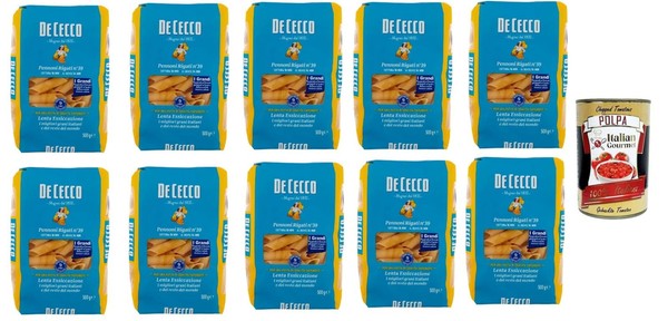 De Cecco Pennoni Rigati N.39, 100% Italienisch Pasta Nudeln 10X 500G+Polpa 400G-image