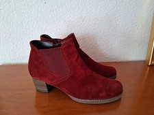 Damen Velourleder Stiefeletten Blockabsatz in Weinrot von Gabor Comfort Gr. 43 G