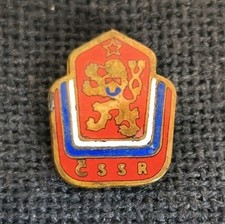 Abzeichen CSSR: Staatswappen Tschechoslowakei, mehrfarbig emailliert, Tschechien