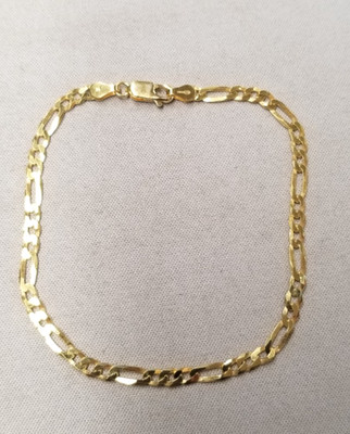 Vergoldet über Sterlingsilber 3,95 g Figarokettenarmband 8,5 Zoll