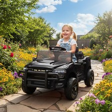 12V Licensed Dodge RAM 3500 Kids Ride on Car with Dual Motors, Black