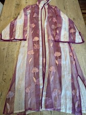Authentic Vintage Moroccan Djellaba Open Front Pink Hooded OS