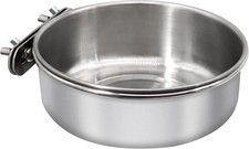 Large Bird Feeding Dish Cups,Parrot Food Bowl Cage with Clamp Holder Stainless S