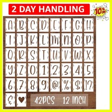 12 Inch Alphabet Letter Stencils, 42 Pcs Reusable Plastic Letters Numbers Sym...