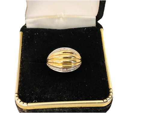14k Gold Diamond Sculpted Vintage Dome Ring Size5