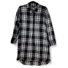 Madewell Dress Women Small Flannel Black Button Long Sleeve Midi Cotton Academia