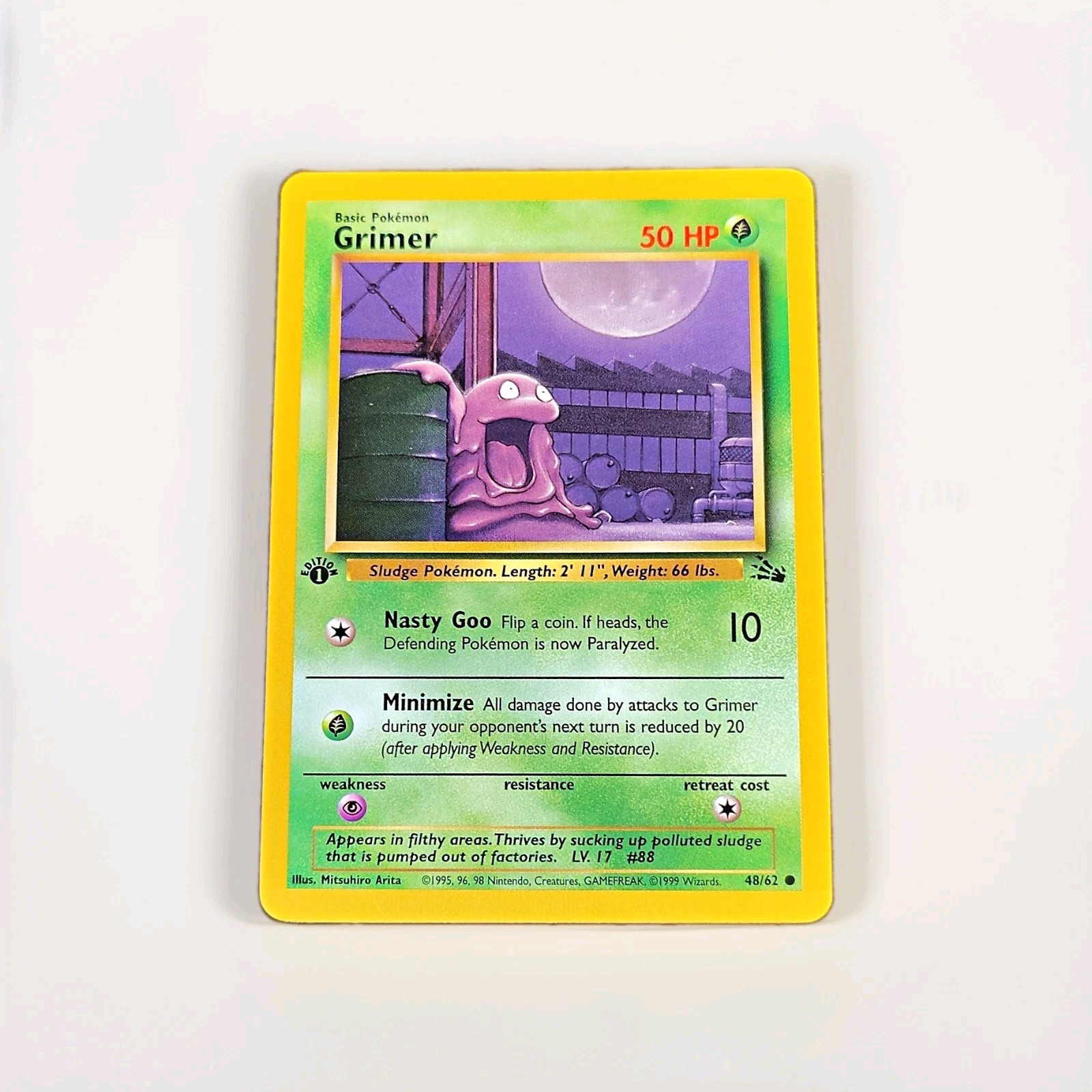Grimer Fossil 48/62 English Unlimited Common 50 HP 1999 WOTC Pokemon TCG