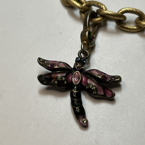 Estate ... JAY STRONGWATER Charm Bracelet - Detachable Heart Locket & Dragonfly - Picture 8 of 13