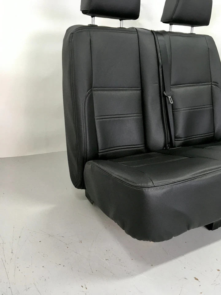 Mercedes Sprinter W907 Sitzbezüge Fahrer + Doppelsitz Schwarz ECO Leder ab 2006 - Bild 4 von 4