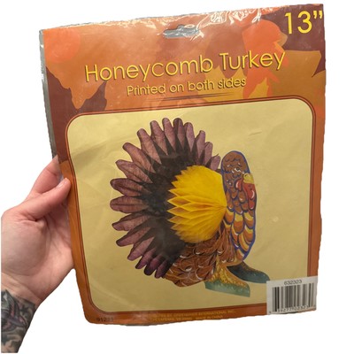 Vintage Greenbrier Int. Thanksgiving Honeycomb Turkey Table Decor Holiday
