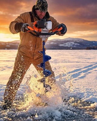GRAVEE Gas Powered Ice Fishing Auger 10'' Diameter Heavy Duty Drill Tool Kit