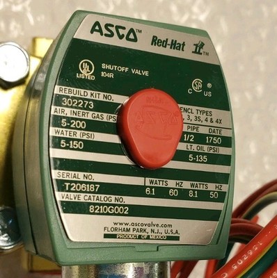 Asco Red Hat 8210G002 Solenoid Valve 2 Way 1/2'' NC NEW