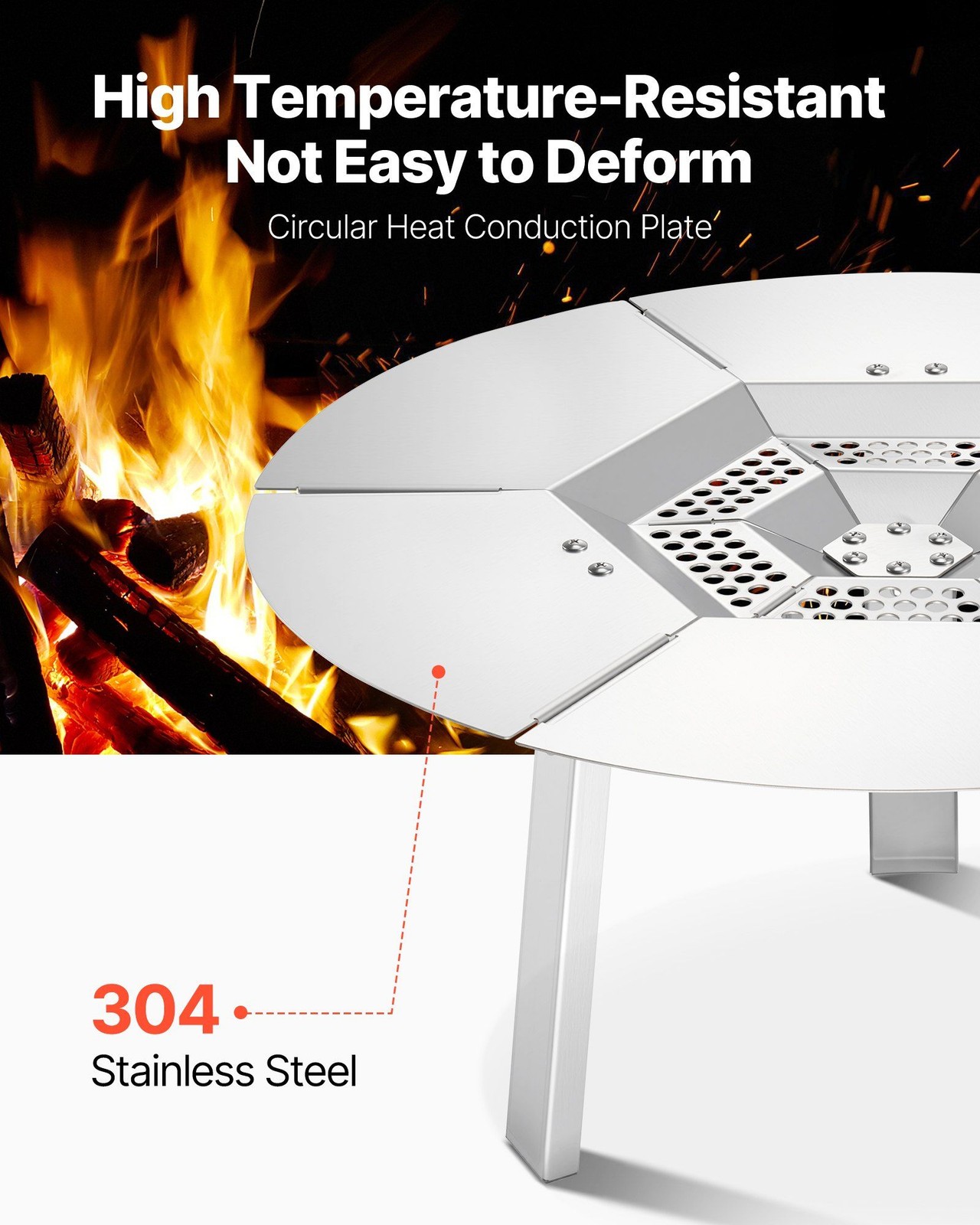 Stainless Steel Fire Pit Heat Deflector for Solo Stove Yukon 20 in Bonfire