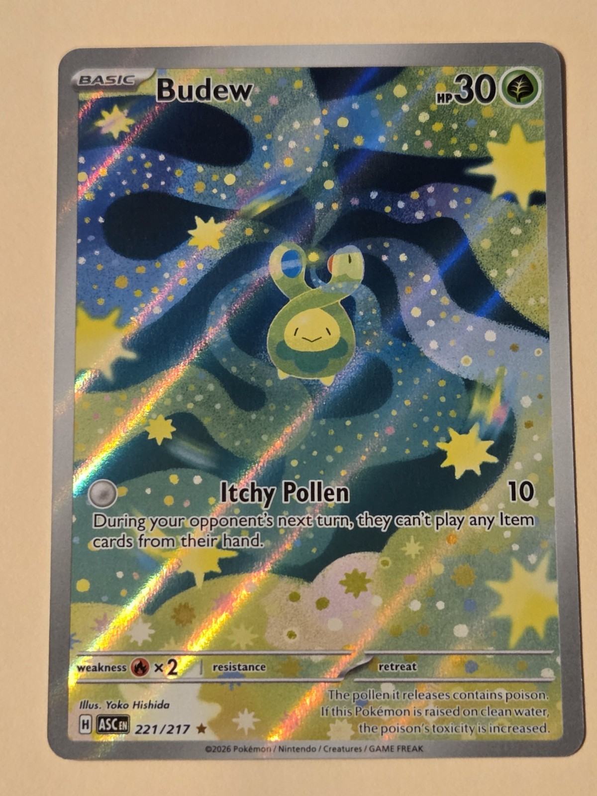 Budew 221/217  Ascended Heroes Illustration Rare Pokemon TCG 2026 Holo IR