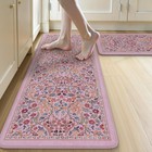 Kitchen Mats for Floor, Cushioned Anti Fatigue Mat Pink Floral Rugs 2 Piece N...