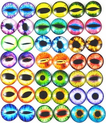 40 Stück runde DrachenaugenCabochons aus Glas in sortierten Größen 18mm