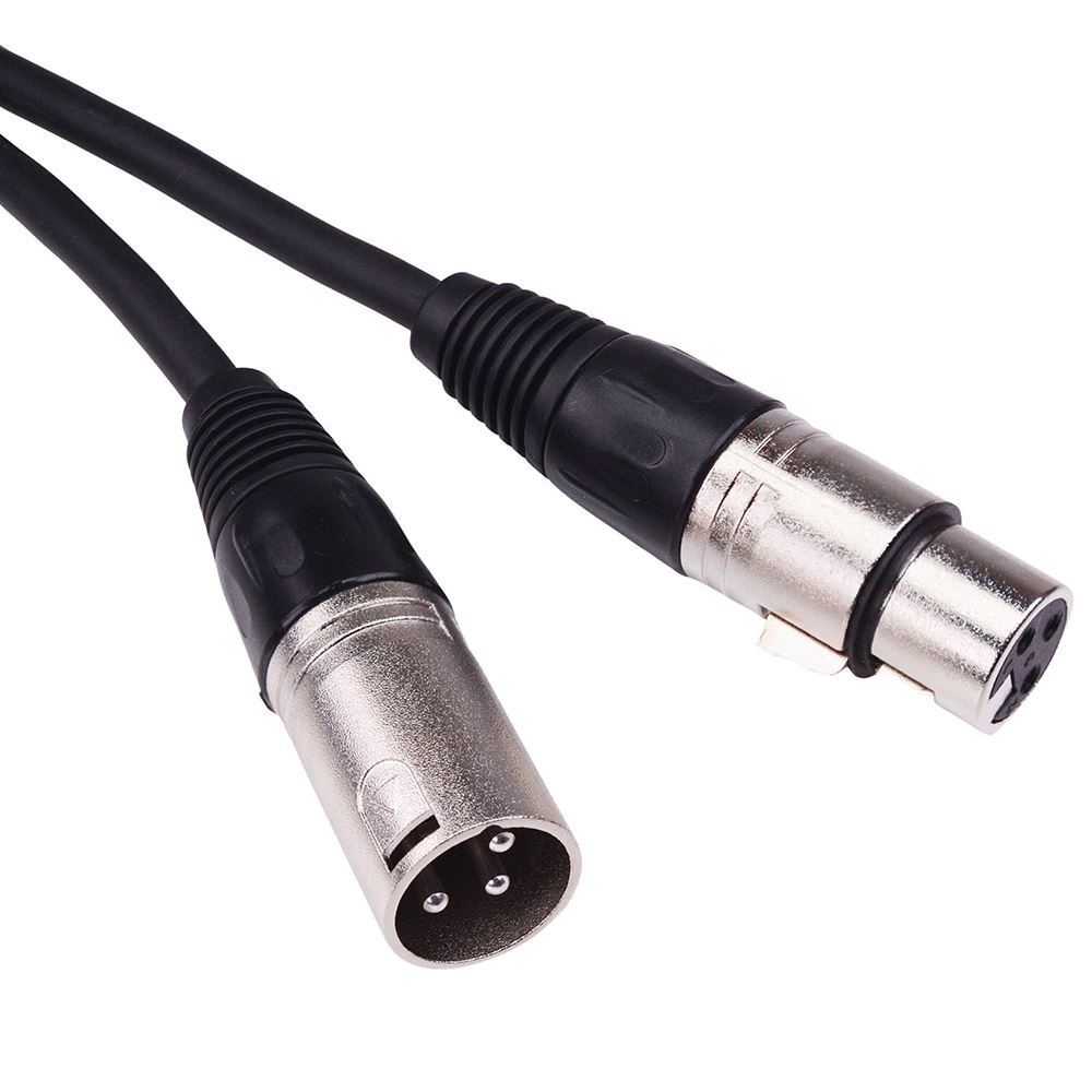 Black 3m XLR Patch Lead Male to Female Microphone Mic Cable