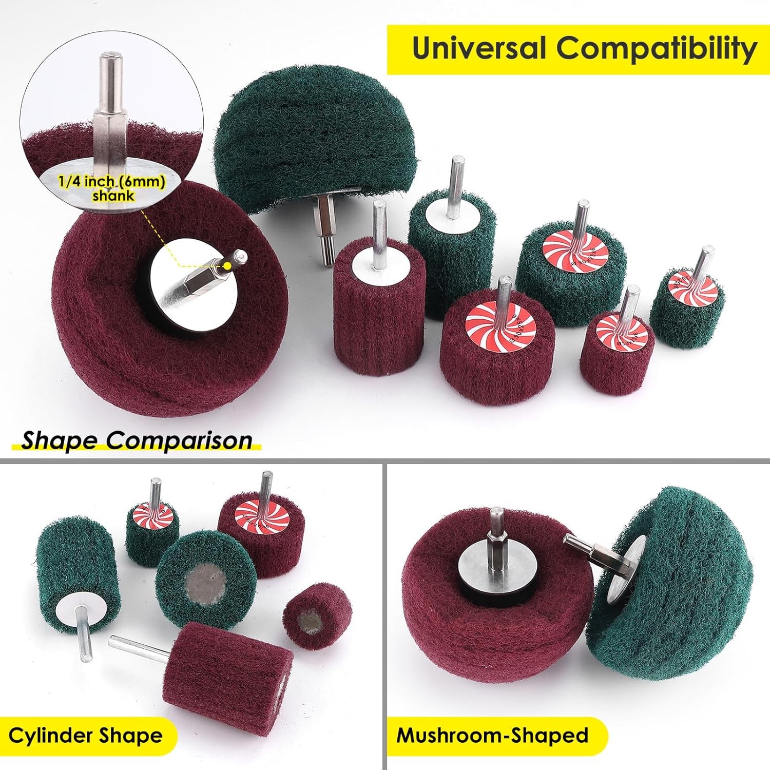 8X Non Woven Abrasive Buffing Polishing Wheel Drill Attachme