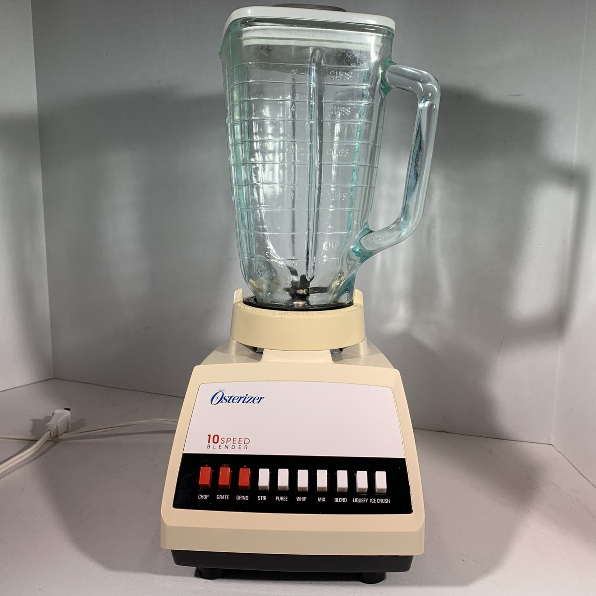 Vintage Sunbeam Osterizer 10 Speed Blender Cream White Black Holds
