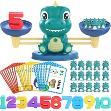 Dinosaur Math Balance Toy Montessori Learning Game Kids Ages 3-7 Gift