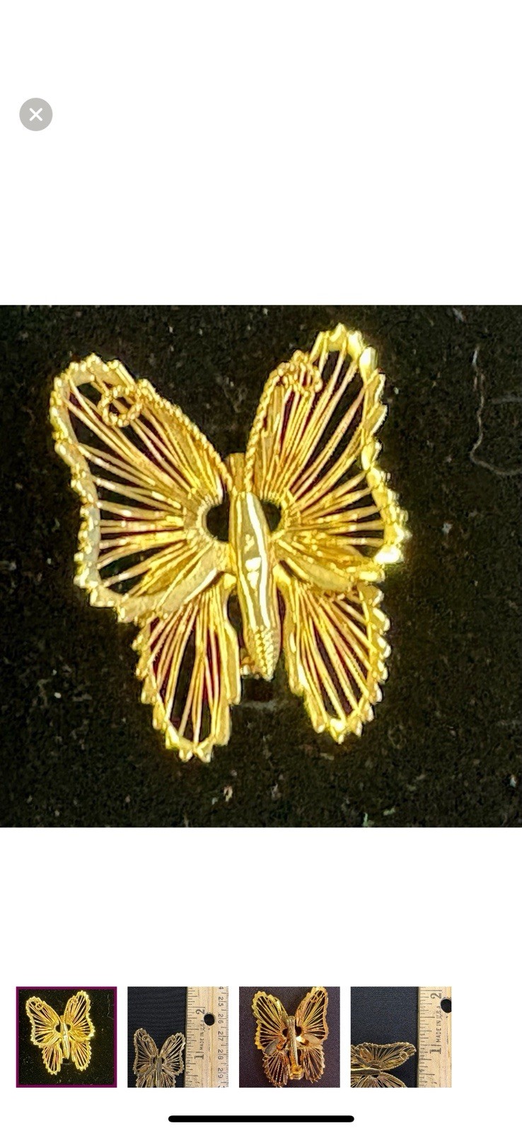 Vintage Monet Gold Tone Butterfly Brooch Pin