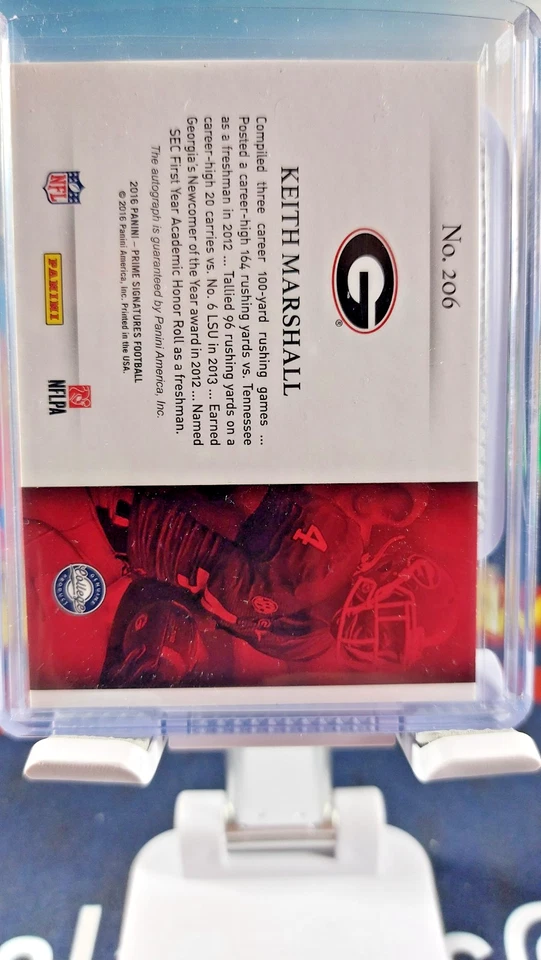 2016 Prime Signatures Prospects Proof Red /199Keith Marshall #206 Rookie Auto RC - Image 2 of 2