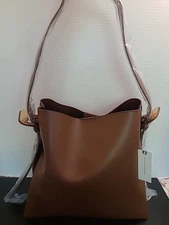 Anthropologie Bag Hobo Leather Crossbody Shoulder Sling Brown Woven NEW #4151