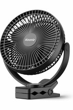 Koonie 10000mAh Clip on Fan 8 Inch Rechargeable for Desk Camping Black