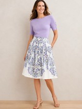 Talbots Women s Skirt Size 10 Pleated Pastel Floral Print Zipper Lined A Line