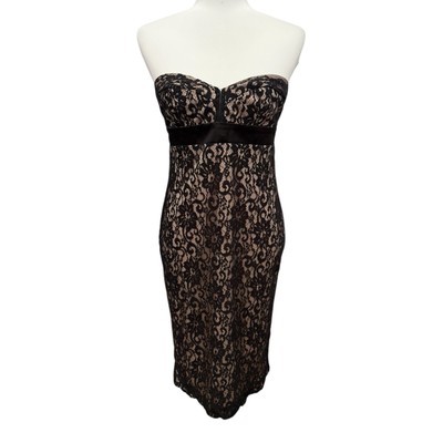 Venus Size S Black Lace Overlay Strapless Dress