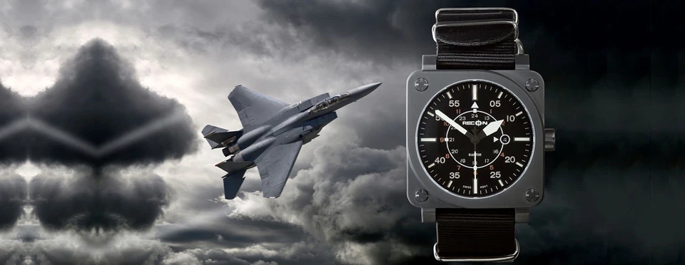 Correa RECON RAPTOR PILOT SWISS Ronda 44MM Zafiro Antirreflectante WR 15ATM BR Foto 3 de 4