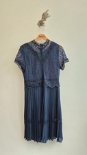 Coast Dress 14 Navy Blue Lace Overlay Occasion Party Evening