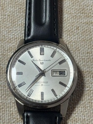 Vintage Seiko Sportsmatic 5 Automatic 21 Jewels Day Date Silver Dial Japan 1960s