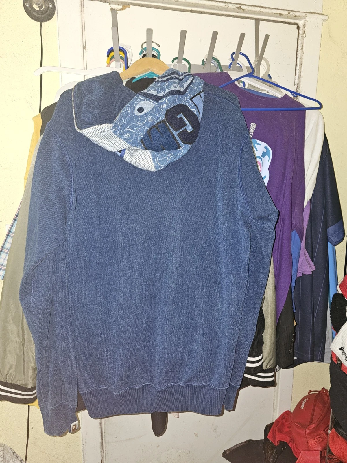 A BATHING APE (BAPE) Felpa con cappuccio zip Bape Indigo Shark Button **MOLTO SUPER RARA FELPA CON CAPPUCCIO BAPE*** taglia 2XL