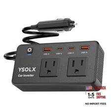 Portable  Charger Car Power Inverters for Vehicle  24W USB A/C,Dual 300W Black