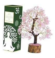 Rose Quartz Crystal Tree Room Decor and Pink Home 001 Rose Quartz (Golden Wire)